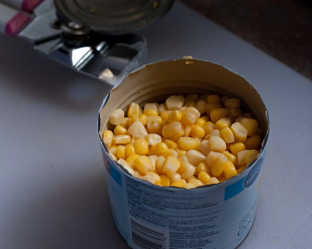 An open can of sweetcorn
